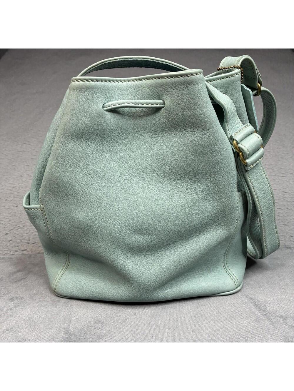 Vintage Coach Sonoma Drawstring Bucket Bag 4926 Mint Green Leather USA - Picture 10 of 15